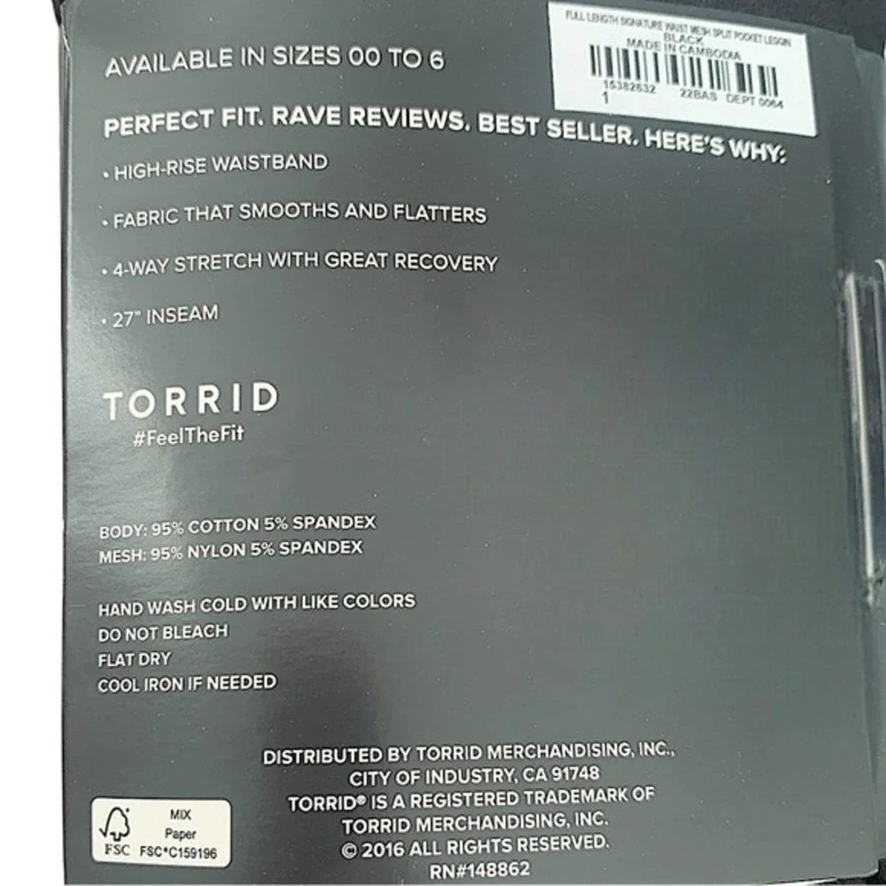 TORRID Full Length Signature Waist Mesh Split Pocket Leggings NWT Size 5X